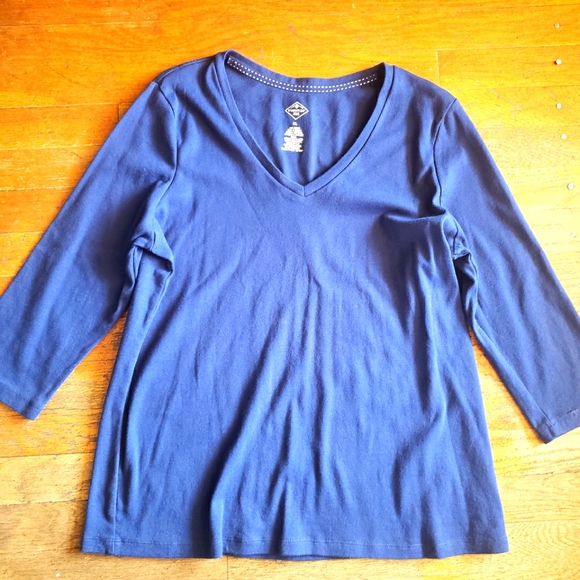 St.John's Bay | Tops | St Johns Bay Sz Xl Navy Cotton V Neck 34 Sleeve Tee  Top | Poshmark